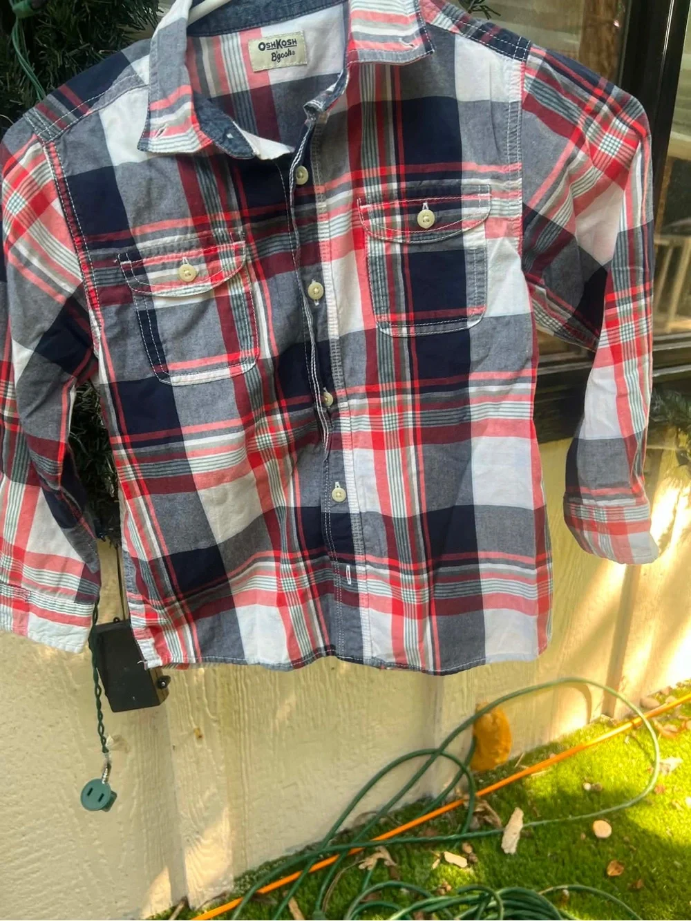 OshKosh B'gosh Red, Navy & White Plaid Button-Down Shirt